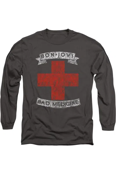 Gildan Bon Jovi Bad Medicine Long Sleeve Adult Tee / T-shirt In Pink