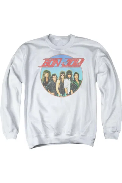 Gildan Bon Jovi Bon Sphere Adult Crewneck Sweatshirt In White
