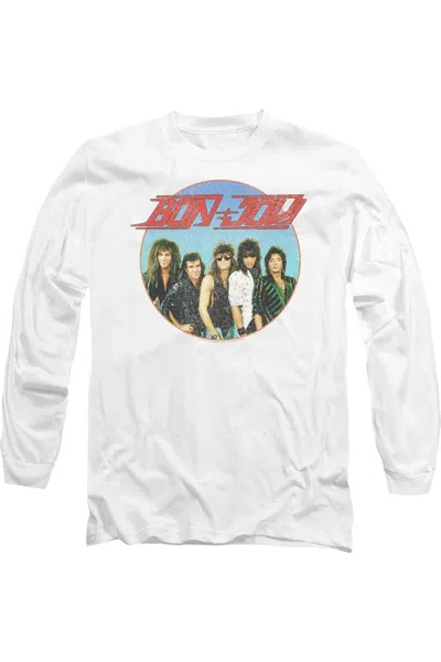 Gildan Bon Jovi Bon Sphere Long Sleeve Adult Tee / T-shirt In White