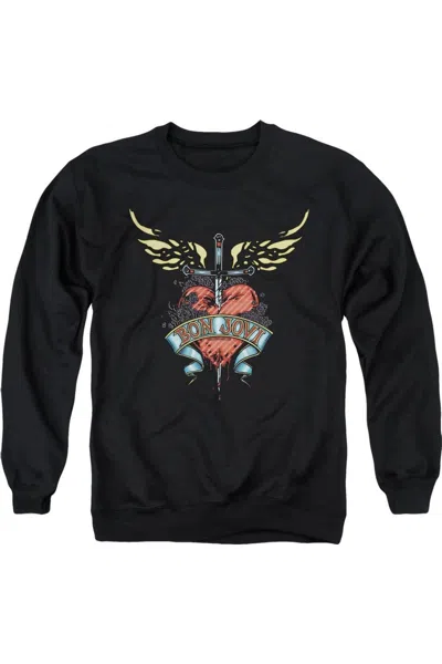 Gildan Bon Jovi Daggered Adult Crewneck Sweatshirt In Black