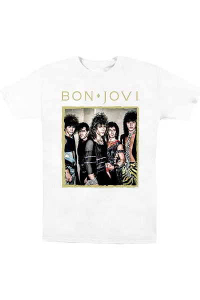 Gildan Bon Jovi Framed Short Sleeve Adult Tee / T-shirt In White