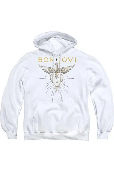 Gildan Bon Jovi Greatest Hits Adult Pull Over Hoodie In White
