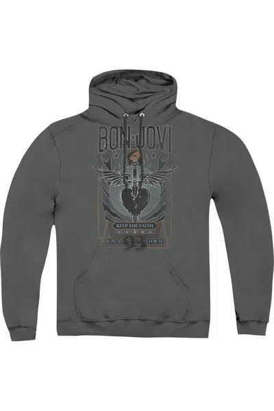 Gildan Bon Jovi Keep The Faith Adult Pull Over Hoodie In Pink