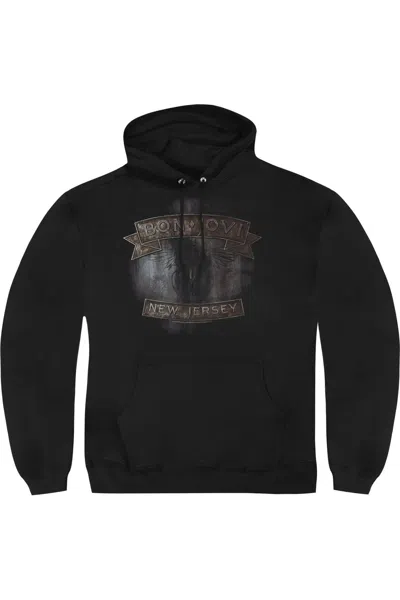 Gildan Bon Jovi New Jersey Adult Heather Hoodie In Black