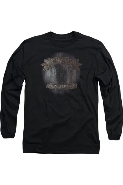 Gildan Bon Jovi New Jersey Long Sleeve Adult Tee / T-shirt In Black