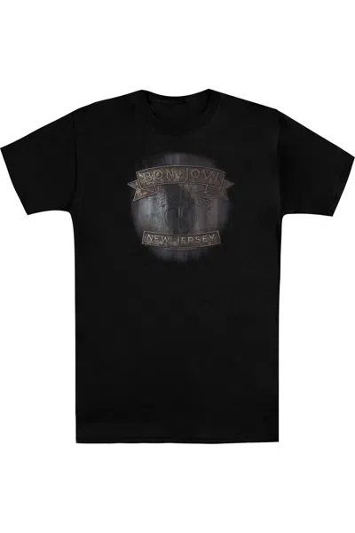 Gildan Bon Jovi New Jersey Short Sleeve Adult Tall Tee / T-shirt In Black