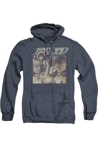 Gildan Bon Jovi Runaway Jon Adult Heather Hoodie In Blue