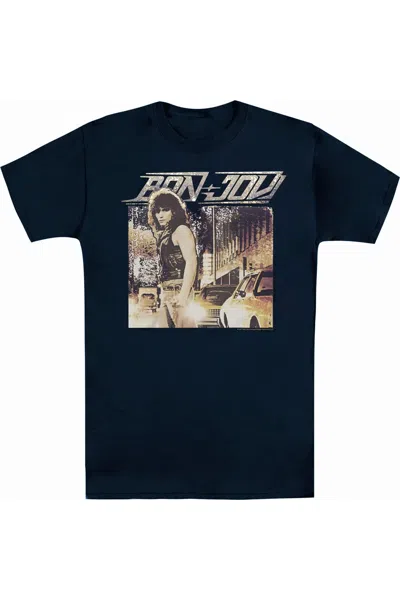 Gildan Bon Jovi Runaway Jon Short Sleeve Adult Tee / T-shirt In Blue