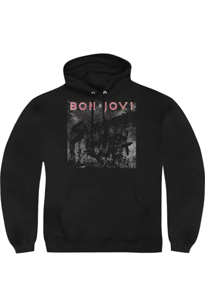 Gildan Bon Jovi Slippery Cover Adult Pull Over Hoodie In Black