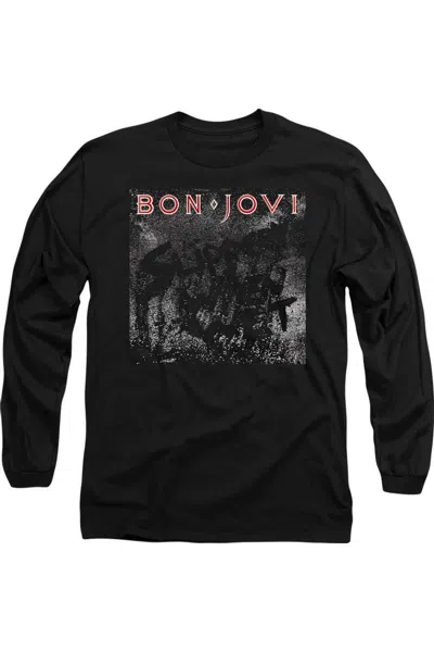 Gildan Bon Jovi Slippery Cover Long Sleeve Adult Tee / T-shirt In Black