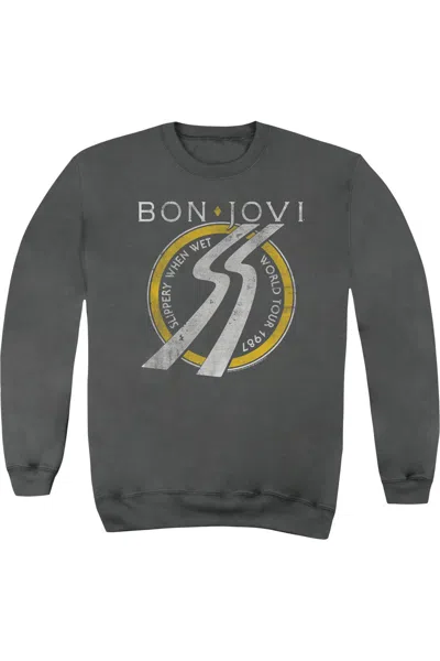 Gildan Bon Jovi Slippery When Wet World Tour Adult Crewneck Sweatshirt In Pink