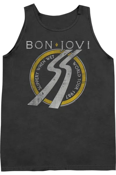 Gildan Bon Jovi Slippery When Wet World Tour Adult Tank In Pink