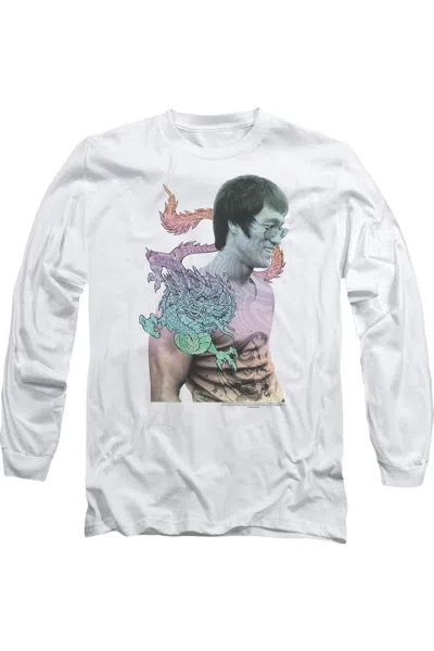 Gildan Bruce Lee A Little Bruce Long Sleeve Adult Tee / T-shirt In White