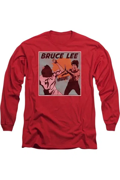 Gildan Bruce Lee Comic Panel Long Sleeve Adult Tee / T-shirt In Red