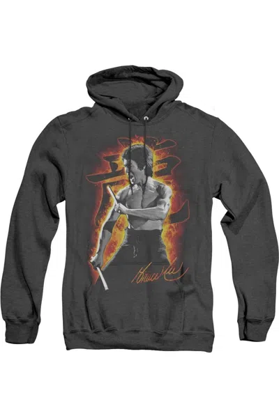 Gildan Bruce Lee Dragon Fire Adult Heather Hoodie In Black