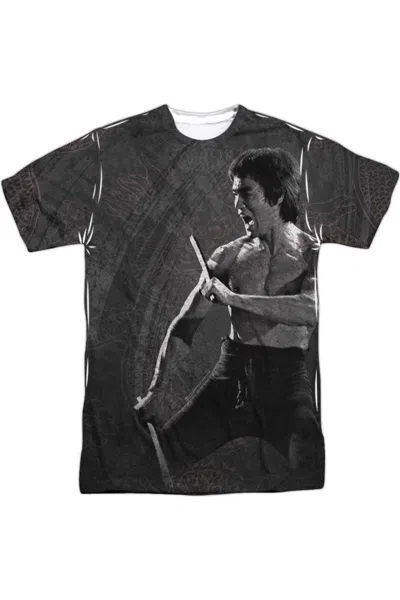 Gildan Bruce Lee Dragon Print Short Sleeve Adult 100% Poly Crew T-shirt In White