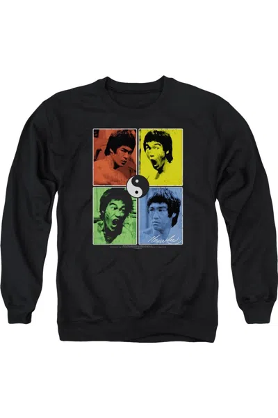 Gildan Bruce Lee Enter Color Block Adult Crewneck Sweatshirt In Black