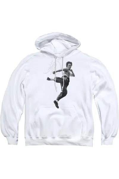Gildan Bruce Lee Flying Kick Adult Pull Over Hoodie In White