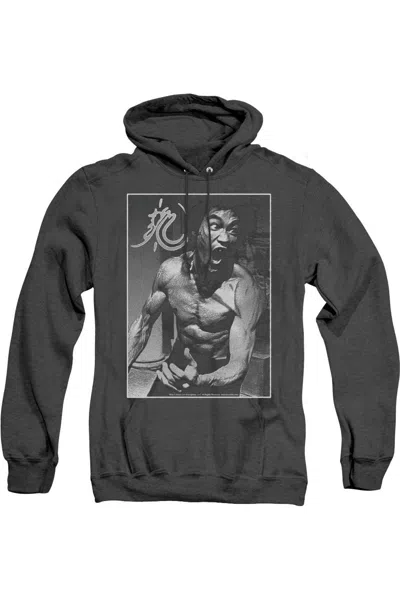 Gildan Bruce Lee Focused Rage Adult Heather Hoodie In Black