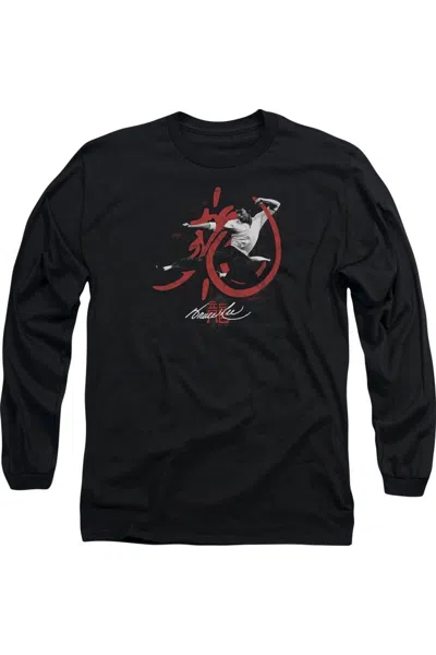 Gildan Bruce Lee High Flying Long Sleeve Adult Tee / T-shirt In Black