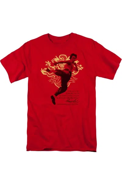 Gildan Bruce Lee Immortal Dragon Short Sleeve Adult Tee / T-shirt In Red