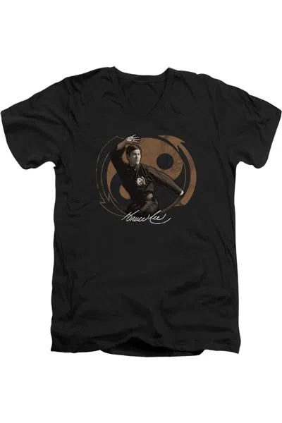 Gildan Bruce Lee Jeet Kun Do Pose Short Sleeve Adult V Neck T-shirt In Black