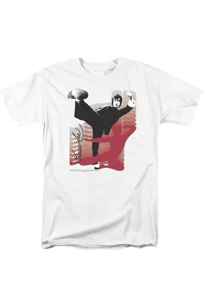 Gildan Bruce Lee Kick It Short Sleeve Adult Tee / T-shirt In White