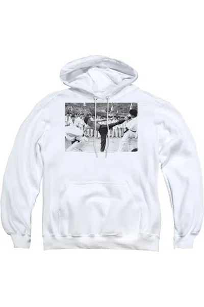 Gildan Bruce Lee Kick To The Head Adult Pull Over Hoodie In White