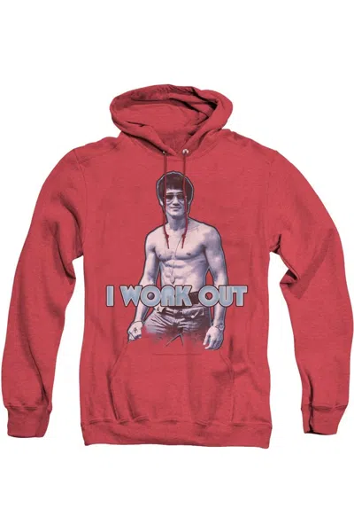 Gildan Bruce Lee Lee Works Out Adult Heather Hoodie In Red