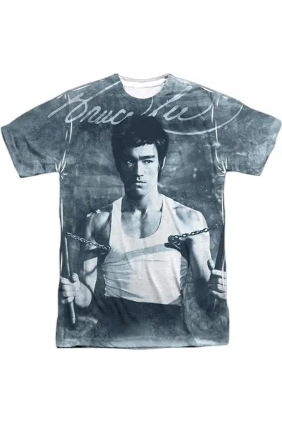 Gildan Bruce Lee Nunchucks Short Sleeve Adult Poly Crew T-shirt In White