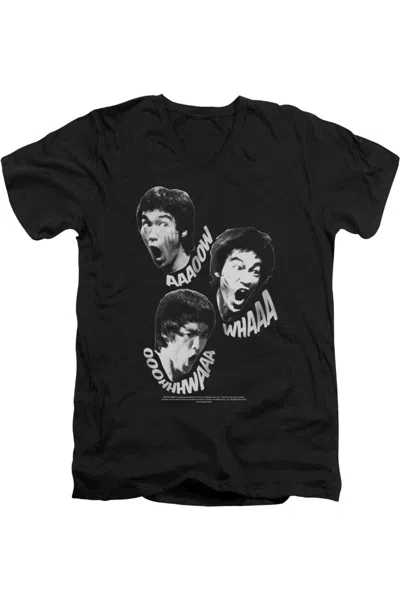 Gildan Bruce Lee Sounds Of The Dragon Short Sleeve Adult V Neck T-shirt In Black