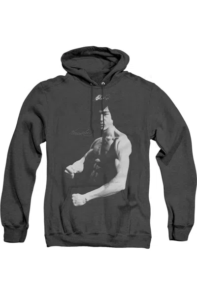 Gildan Bruce Lee Stance Adult Heather Hoodie In Black