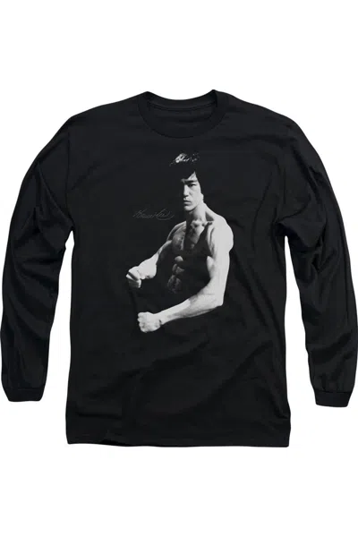Gildan Bruce Lee Stance Long Sleeve Adult Tee / T-shirt In Black