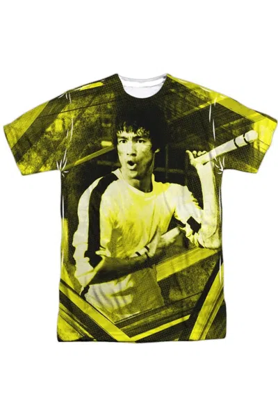 Gildan Bruce Lee Stripes Short Sleeve Adult 100% Poly Crew T-shirt In White