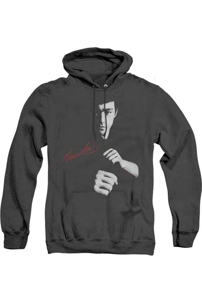 Gildan Bruce Lee The Dragon Awaits Adult Heather Hoodie In Black