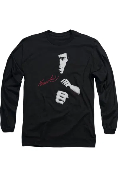Gildan Bruce Lee The Dragon Awaits Long Sleeve Adult Tee / T-shirt In Black