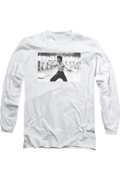 Gildan Bruce Lee Triumphant Long Sleeve Adult Tee / T-shirt In White