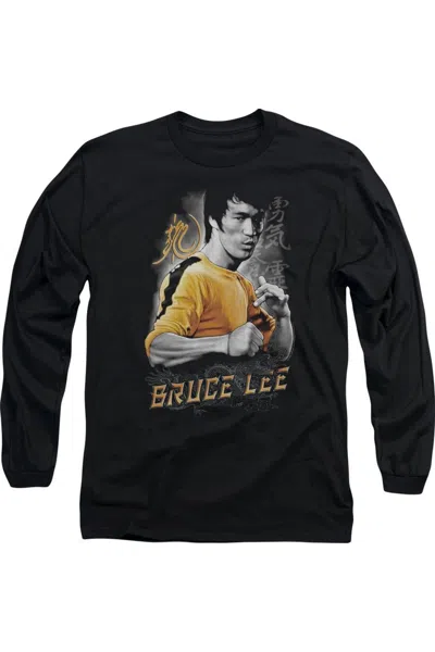 Gildan Bruce Lee Yellow Dragon Long Sleeve Adult Tee / T-shirt In Black