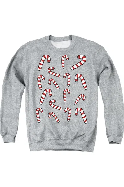Gildan Candy Cane Christmas Crew Unisex Adult Crewneck Sweatshirt Sweater In Gray