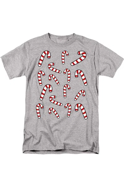 Gildan Candy Cane Christmas Crew Unisex Adult T-shirt In Gray