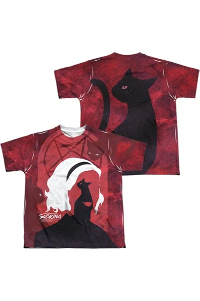 Gildan Kids' Chilling Adventures Of Sabrina Cats (front/back Print) Short Sleeve Youth Poly Crew Tee / T-shirt In Animal Print