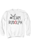 Gildan Christmas Team Rudolph Unisex Adult Crewneck Sweatshirt Sweater In White