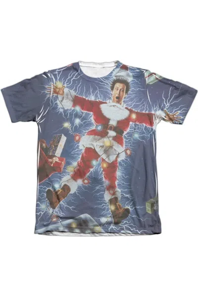 Gildan Christmas Vacation Electrified Adult Poly/cotton Short Sleeve Tee / T-shirt In Blue