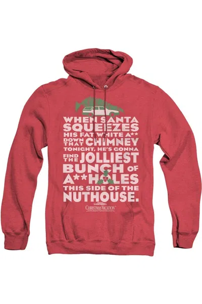 Gildan Christmas Vacation Jolliest Bunch Adult Heather Hoodie / Hooded Sweatshirt In Red
