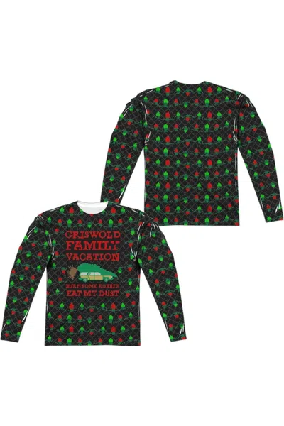Gildan Christmas Vacation Vacation Sweater (front/back Print) Long Sleeve Adult Poly Crew Tee / T-shirt In White