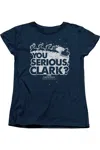 Gildan Christmas Vacation You Serious Clark Short Sleeve Womens Tee / T-shirt In Blue