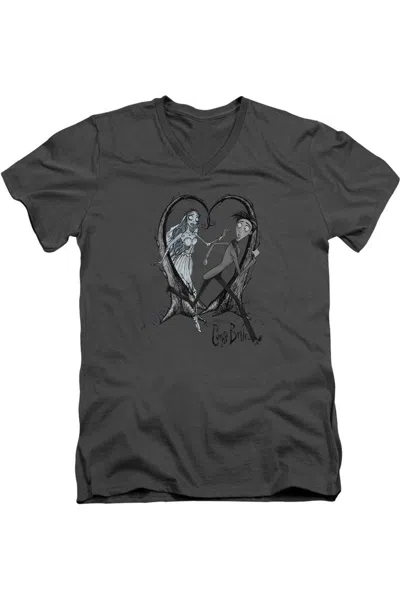 Gildan Corpse Bride Runaway Groom Short Sleeve Adult V Neck Tee / T-shirt In Pink
