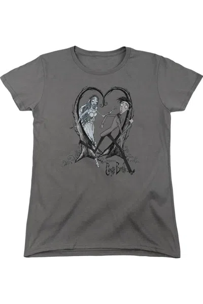 Gildan Corpse Bride Runaway Groom Short Sleeve Womens Tee / T-shirt In Pink