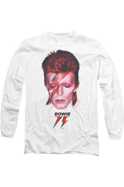 Gildan David Bowie Aladdin Sane 75 Long Sleeve Adult Tee / T-shirt In White