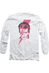 Gildan David Bowie Aladdin Sane Long Sleeve Adult Tee / T-shirt In White